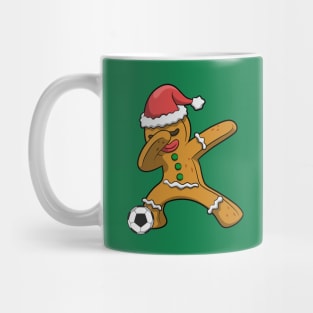 Soccer Dabbing Gingerbread Man Christmas Mug